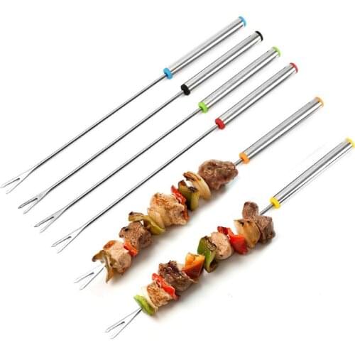 New 6Pcs/Pack Stainless Steel Barbecue Fork Grill Outdoor BBQ Tools Utensils Meat Roasting Forks bbq Accessories