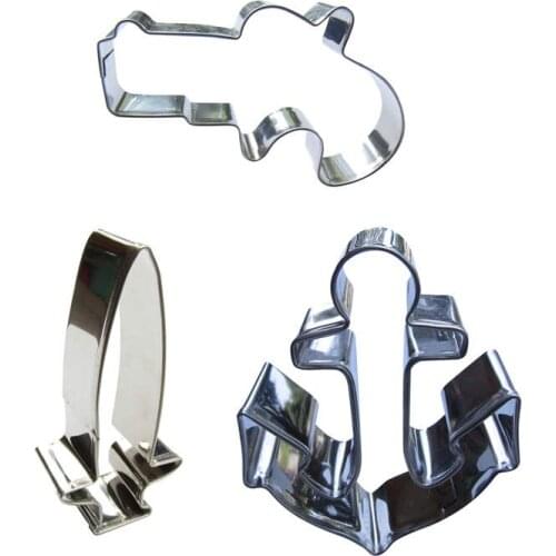 Pistol, Sword, Anchor shaped 3 piece biscuit cutting molds, baking tools, cake decorating soft candy tools