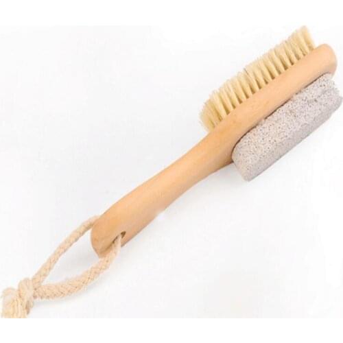Bath Mane Bristles Clean Feet Brush Wooden Pumice Stone Feet Pedicure Callus Removal Spa Brush LX7783