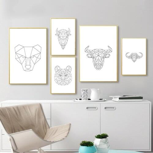 Modern Canvas Painting Line Animals Home Decor Nordic Decor Poster Wall Art Poster Kid Bedroom Living Room Decor Painting