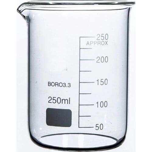 250ml Low Form Beaker Chemistry Laboratory Borosilicate Glass Transparent Beaker Thickened with spout