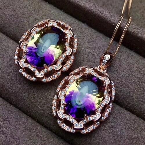 Natural and Real Ametrine jewelry set Natural Real Ametrine 925 sterling silver 1pc pendant,1pc ring