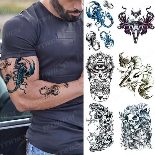 Tattoo Sleeve Evil Lifelike 3D Scorpion King Men Women Tattoo Sticker Fashion Cool Funny Temporary Tattoo Body Art Arm Stickers