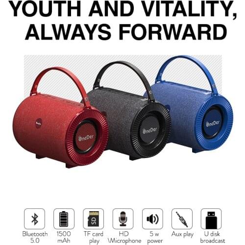 OneDer V3 Outdoor 5W Speaker 1500mah Battery Fabric Design with handle Speaker Bluetooth 4.0