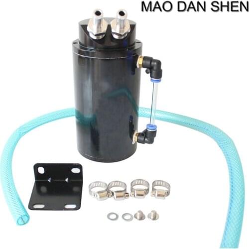 Universal Cylinder Car Oil Catch Reservoir Tank Can Breather Kit Aluminum fit for Toyota Audi VW Blue / Black