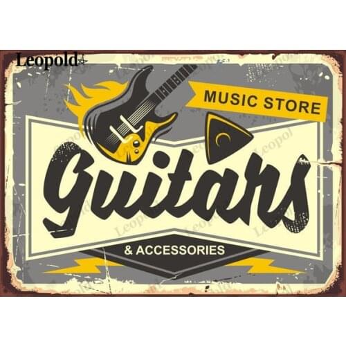 Guitar Vintage Metal Plaque Letter Poster Letter Tin Plate Bar Club Family Concert Hall Wall Decoration 20X30Cm