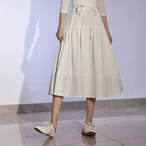 2020 Autumn New Arrivals High Waist Slim Sweet Temperament Simple Solid Color Casual Women A-line Long Skirt Tide Free Shipping