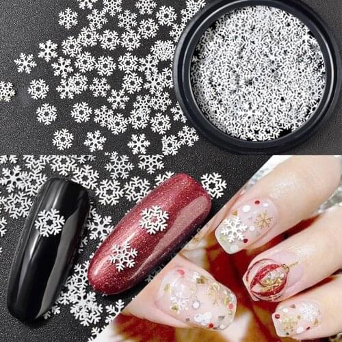 1Box White Christmas Snowflake Nail Art Decoration Slice Nail Stickers Manicure Accessory Nail Art Tool