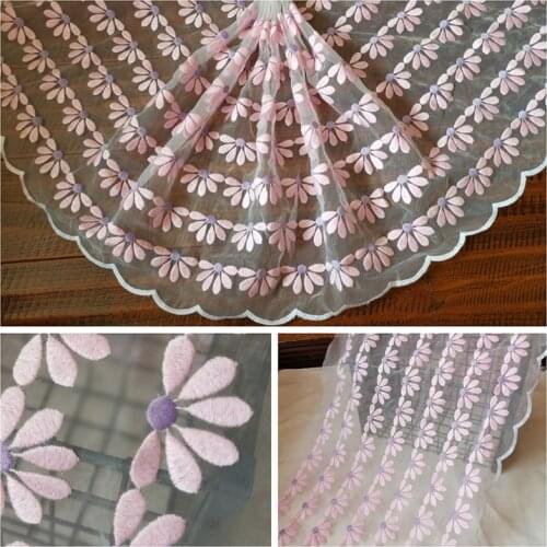 1Meter Super Wide 36cm Wide Pink Purple Embroidered Lace Trim Mesh Net Lingerie Bra Underwear Handmade Dress Sewing Fabrics