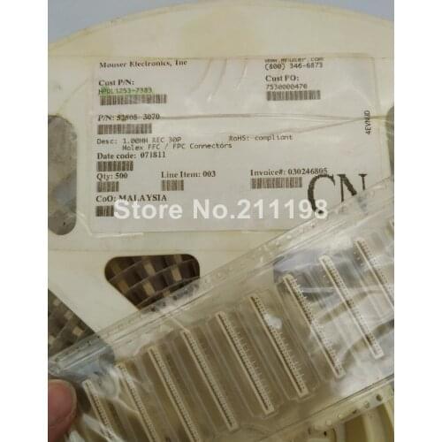 10Pcs/Lot Original 52808-3070 528083070 1.00Mm Pitch Easy-On Type Ffc/Fpc Connector Surface Mount Vertical Non-Zif Receptacl