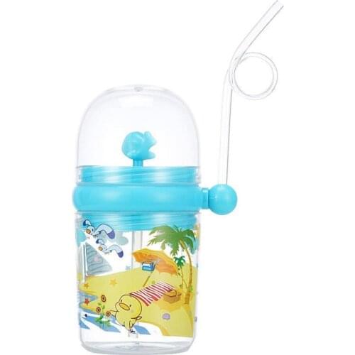 250ml Cartoon Whale Spray Water Kids Feeding Cup Drink Bottle Mug with Straw