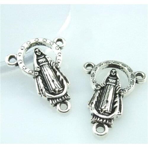 5pcs Christian Virgin Mary Charm For Jewelry 3 Hole Connectors Making God JESUS Jewelry Accessories