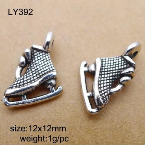 50pcs/lot Alloy Charms Antique Silver Plated Skating Shoes Pendant Handmade Hanging Crafts 12x12mm