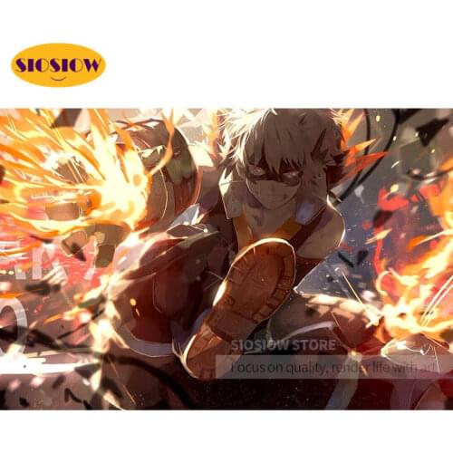 5d Diamond Embroidery Cross Stitch Bakugou Katsuki Anime My Hero Academia 3d Daimond Painting Kacchan Full Set Decor Room Gifts