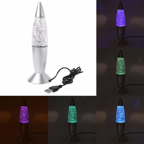 6x18cm 3D Rocket Multi Color Changing Lava Lamp RGB LED Glitter Night Light Gift