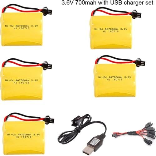 3.6V 700mah AA NI-CD M Battery with USB Charger for RC Electric toys car ship robot 3.6V 700 mah high quality NICD toy Battery
