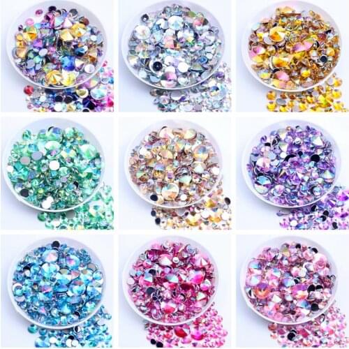Acrylic Rhinestones AB Colors Flatback Pointed 30pcs 10mm Silver Foiled Glue On Beads For Nails Art Phone Cases DIY Decorations