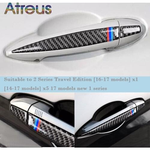 Atreus For BMW X5 F15 X6 F16 X1 F48 2 series Touring True Carbon Fiber Door Handle Sticker Car Styling Decoration Accessories
