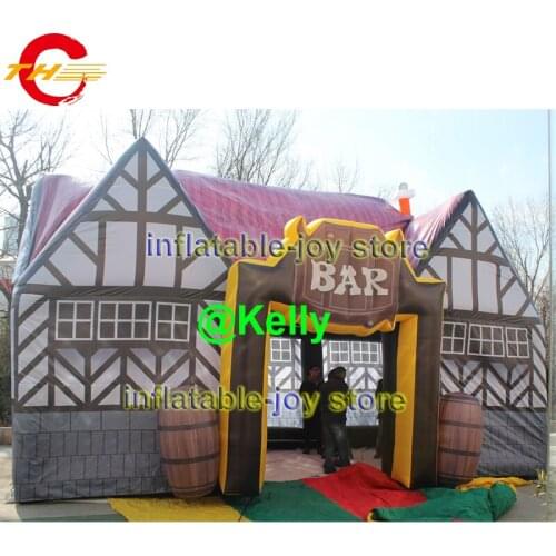 8x5x5m free door shipping inflatable party tent for sale, bouncy pub tent with barrels, beer bouncy pub bar tent sale