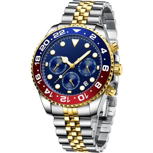 Luxury Top Brand Mens Watch Stainless Steel Chronograph Watch Waterproof Mens Business Formal Quartz Watch