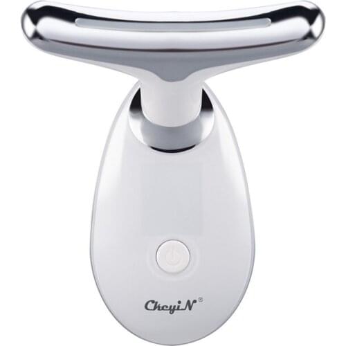 CkeyiN Sonic Vibration Face Neck Lift Anti-Aging LED Photon V Face Wrinkle Remover Heating Face Tighten Massage Beauty Device