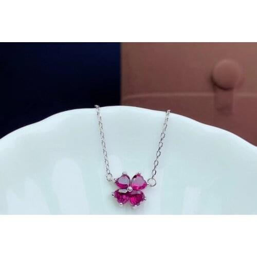 CoLife Jewelry Fashion Heart Gemstone Pendant for Daily Wear 4 Pieces Natural Garnet Pendant 925 Silver Garnet Jewelry