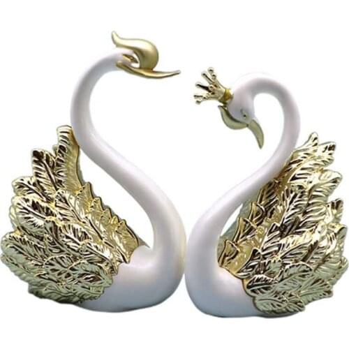2 Pieces of Swan Ornaments Figurines,Swan Cake Decoration,Car Figurines Decoration,Home Wedding Christmas Decoration