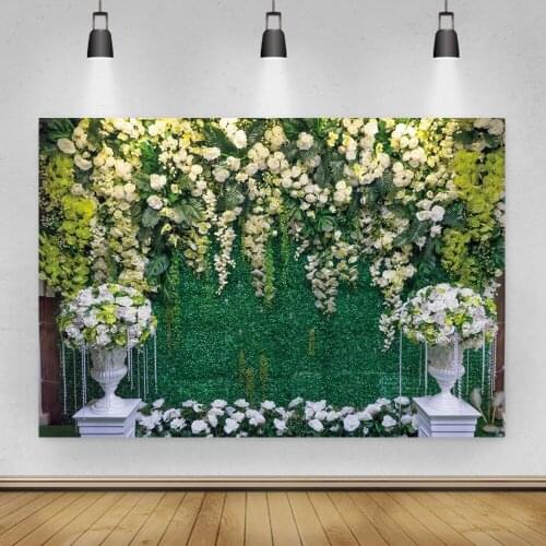 Green Plants Flower Wall Wedding Photography Backdrop Marriage Event Party Celebration Stage Photo Backgrounds