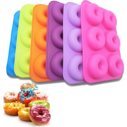 6-cavity Donut Mold Diy Cake Mould Kitchen Tool Chocolate Biscuit Cake Mold Non-stick Candy 3d Mold Silicone Donut Baking Pan