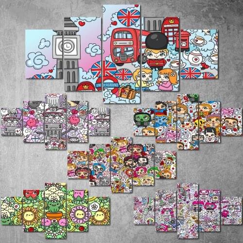 Canvas Paintings on The Wall Art Kawaii Graffiti Posters and Prints Modern Wall Pictures for Living Room No Frame