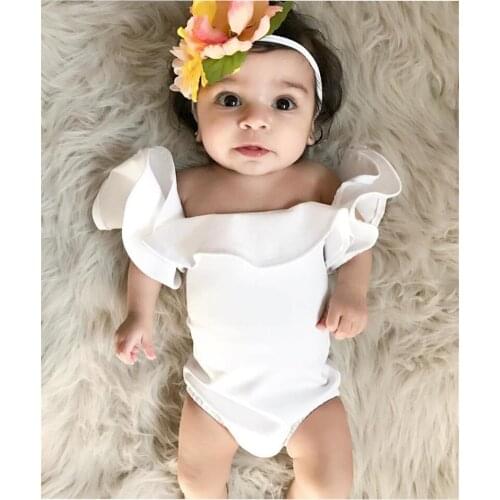 Summer 2018 Newborn Infant Baby Girl Romper Solid cotton White Lace Romper toddler kids Outfits 0-24m