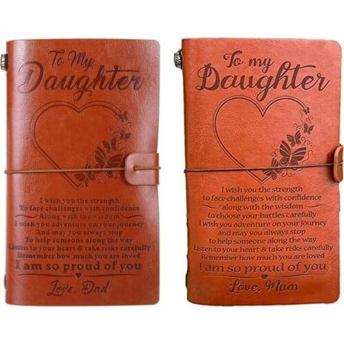 Leather diary, Christmas, birthday, personalized travel and graduation gifts for daughters by parents