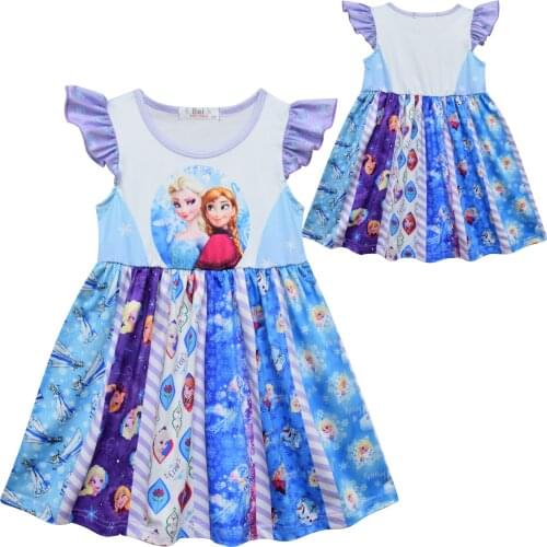 2021 Frozen Elsa Disney Girls Summer Sleeveless Dress Girls Princess Dress Cute Doll Cartoon princess Girls Dress