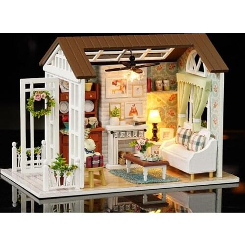 Doll House Miniature DIY Dollhouse With Furnitures Wooden House Toys For Children Gift Happy Times Z008