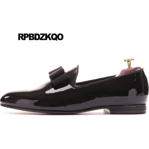 Men Party Shoe Classic Club Loafers 46 High Quality Patent Leather European Prom Genuine Big Size 11 Black Luxury Real Italy Bow