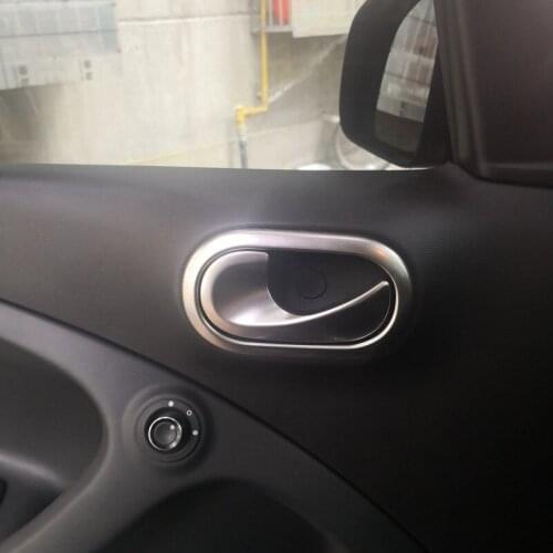 2pcs Car Interior Door Handle Sticker Cover Panel Moulding Tirm for Smart Fortwo Forfour 2015 2016 2017 2018 2019 2020