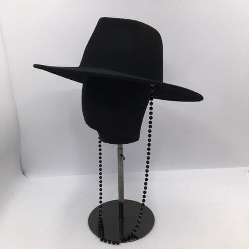 New England in the fall and winter of black jazz cap with chain tide wool panama hat for women felt hat