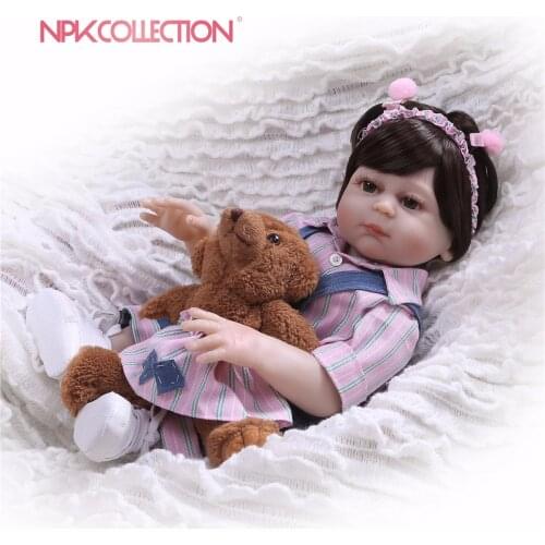 NPK 46cm Red reborn dolls soft silicone baby dolls bebe princess reborn bonecas nice clothing bear plush doll gift kids toys
