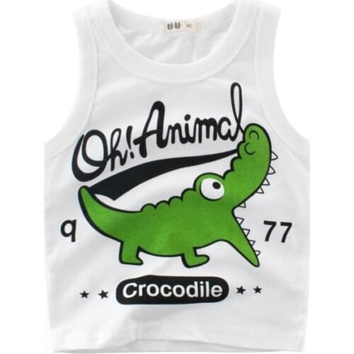 2020 Toddler Boys Clothes Cotton Sleeveless Cartoon Crocodile Boys Vest 2-8 Years Kid Vest Camisoles Shirt Children