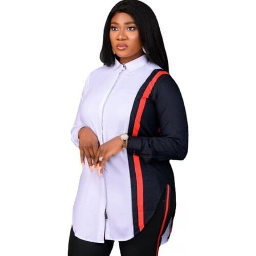 African Clothes Tops For Women Turn Down Collar Full Sleeve Blouses 2021 Autumn New Panelled Casual Africa Clothing Shirts Tunic