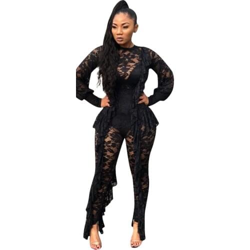 2021 Fashion Trendy Styles Are Hot Selling In Europe America Womens Sexy See Through Lace Jumpsuit Womens Clothing In Autumn