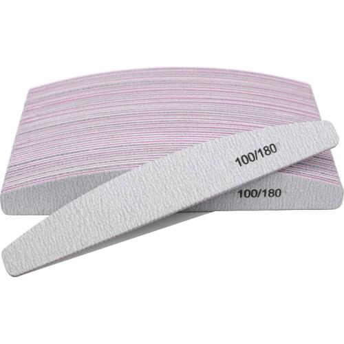 50Pcs Nail Art File 100/180 Sanding Sandpaper Nail Buffer Buffing nagelvijl Nail Polisher Professional Manicure Set Grey Semilun