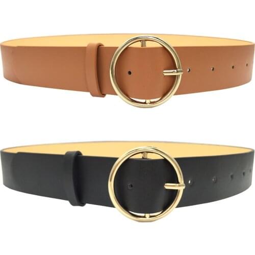 Pin Buckles Belt female deduction side gold buckle jeans wild belts for women fashion students simple casual trousers HOT Circle