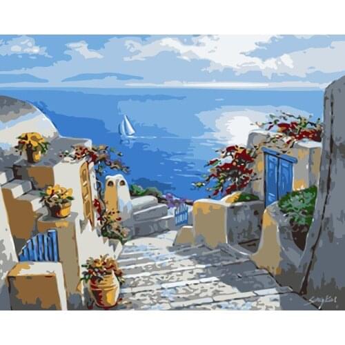 ROYALDREAM Small-town Scenery Diy Digital Painting By Digital Modern Wall Art Pictures For The Home Wall Art Works