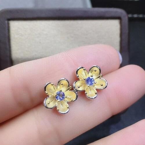 The Best GiftFor your girl Friend Tanzanite Earring 925 sterling silver Fine jewelry Natural and Real Tanzanite Earring