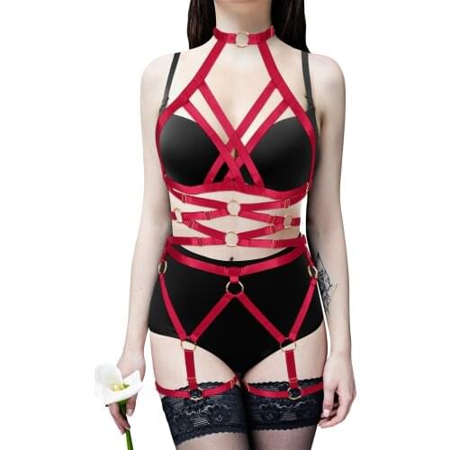 Sexy Lingerie Set Club Dance Rave Plus Size Elastic Adjust Bra Women Body Bondage Cage Sculpting Harness Bdam Suspender