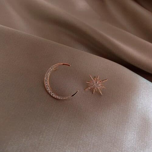 2021 Fashion Moon Star Earrings For Women Temperament Rhinestone Pendant Earring Girl Party Jewelry Gift Prevent Allergy Earring