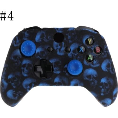 Skull Pattern Silicone Gamepad Cover+2 Joystick for xbox one X S Controller