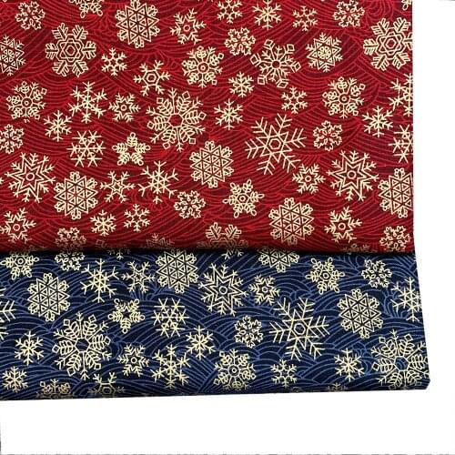 Snowflake Bronzing Cotton Fabric Cloth For Sewing Kimono Dolls & Bags Needlework Patchwork, Red Navy Blue Japanese Style Fabric