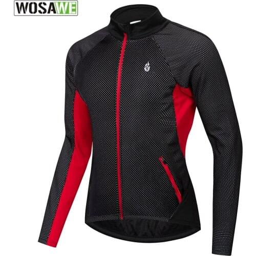 WOSAWE Long-Sleeved Cycling Jacket Cycling Warm Vest Water Repellent Sports Jersey Winter Thermal Windproof MTB Windbreaker